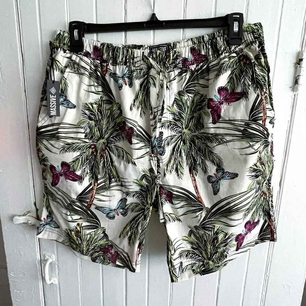 Gorgeous and Unique Men's XL Butterfly Print Shorts - By Massive. 100% Cotton !! - Picture 1 of 5